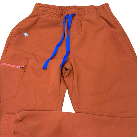 🧡 FIGS Zamora Jogger Scrub Pants Auburn Orange High Waisted Small Tall - Picture 7 of 16